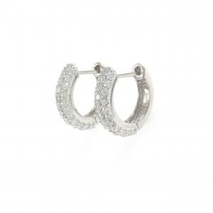 K18WG パヴェ ダイヤモンド フープ ピアス 0.70CT
