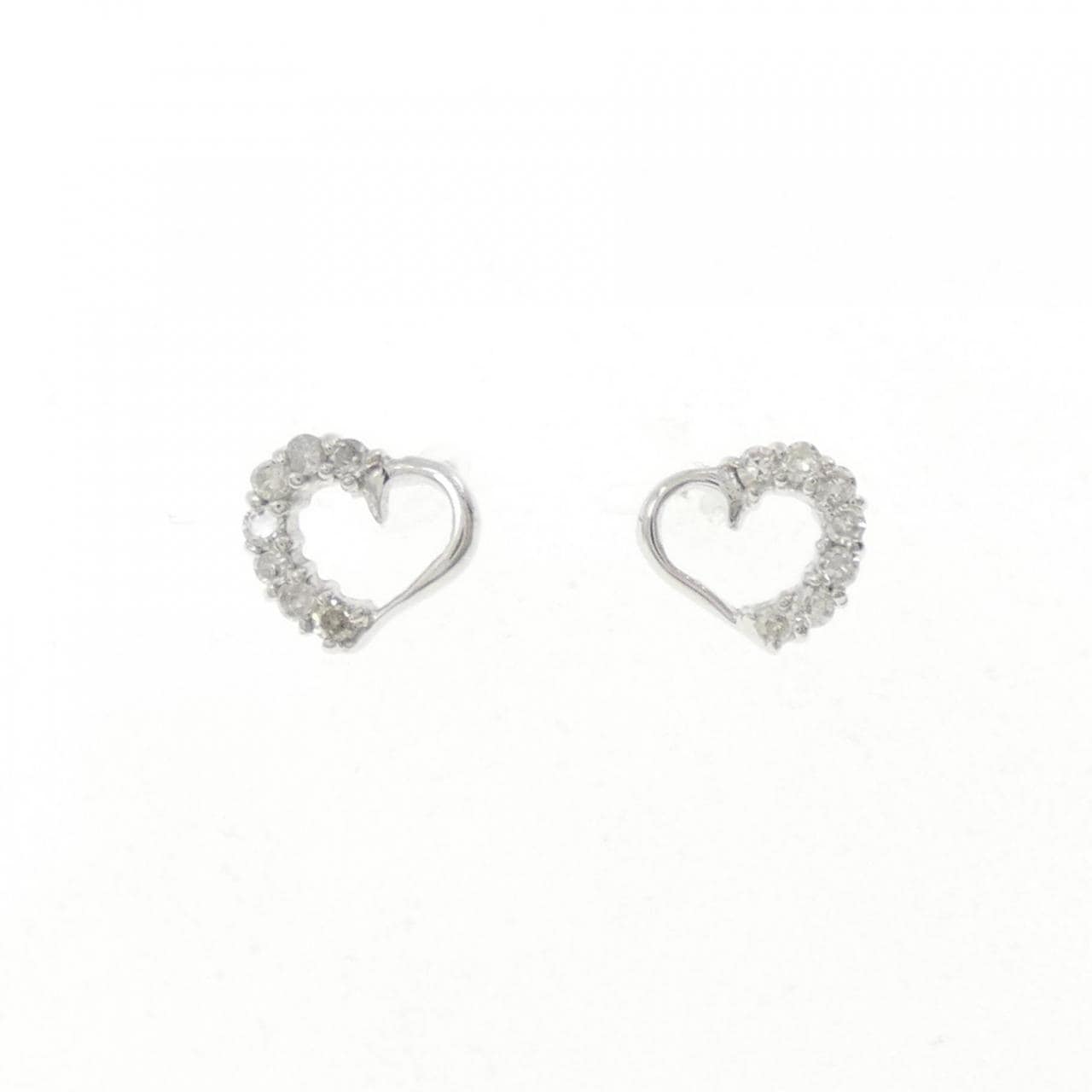 K18WG ハート ダイヤモンド ピアス 0.10CT