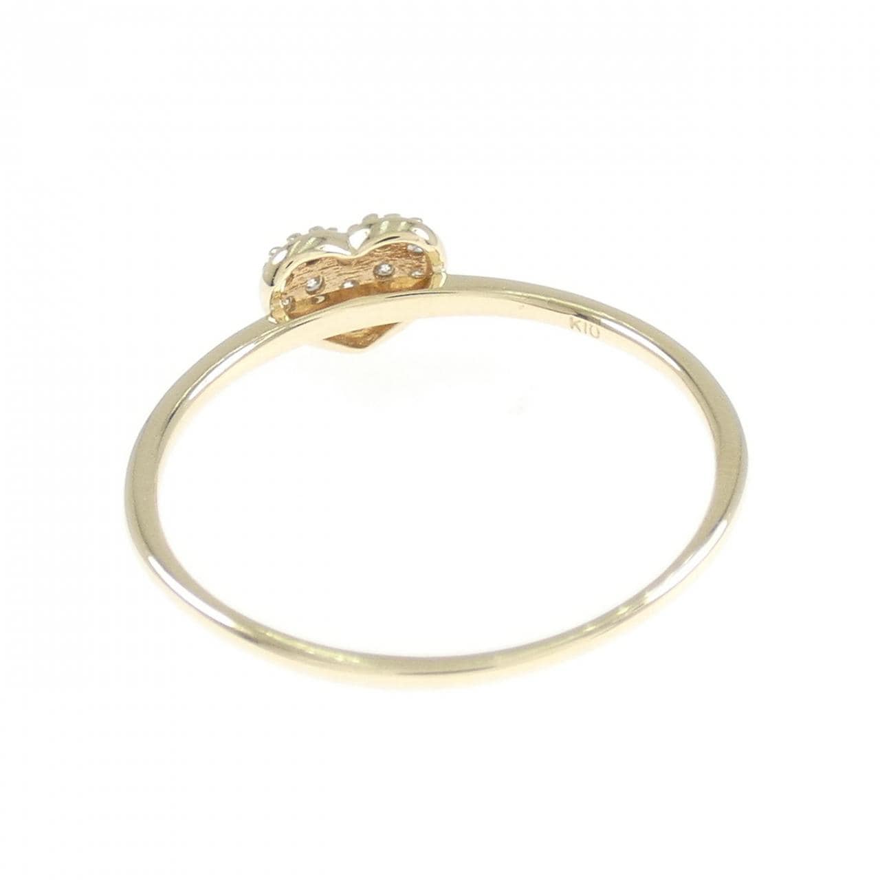 K10YG Pave Heart Diamond Ring