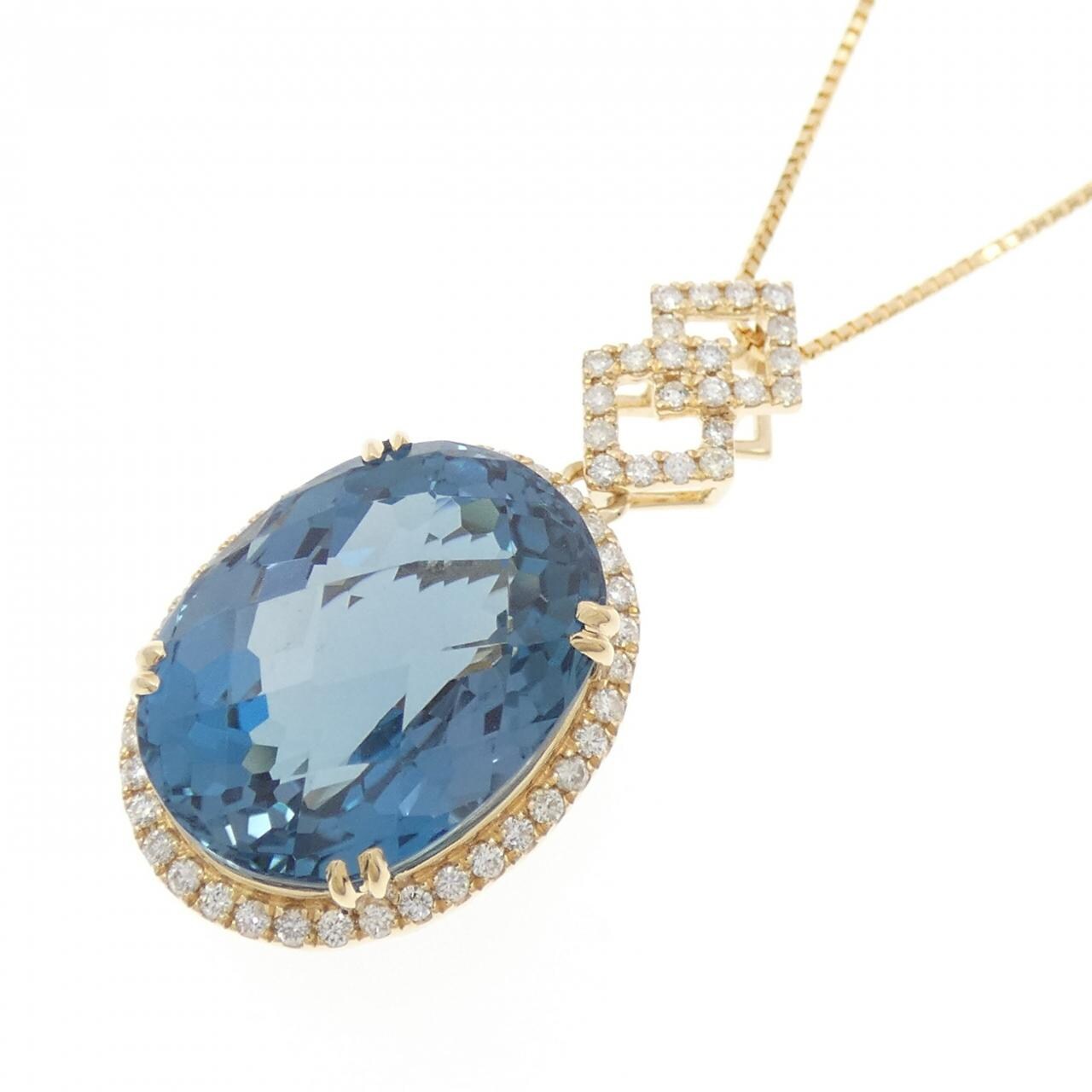 K18YG ブルートパーズ ネックレス 15.12CT