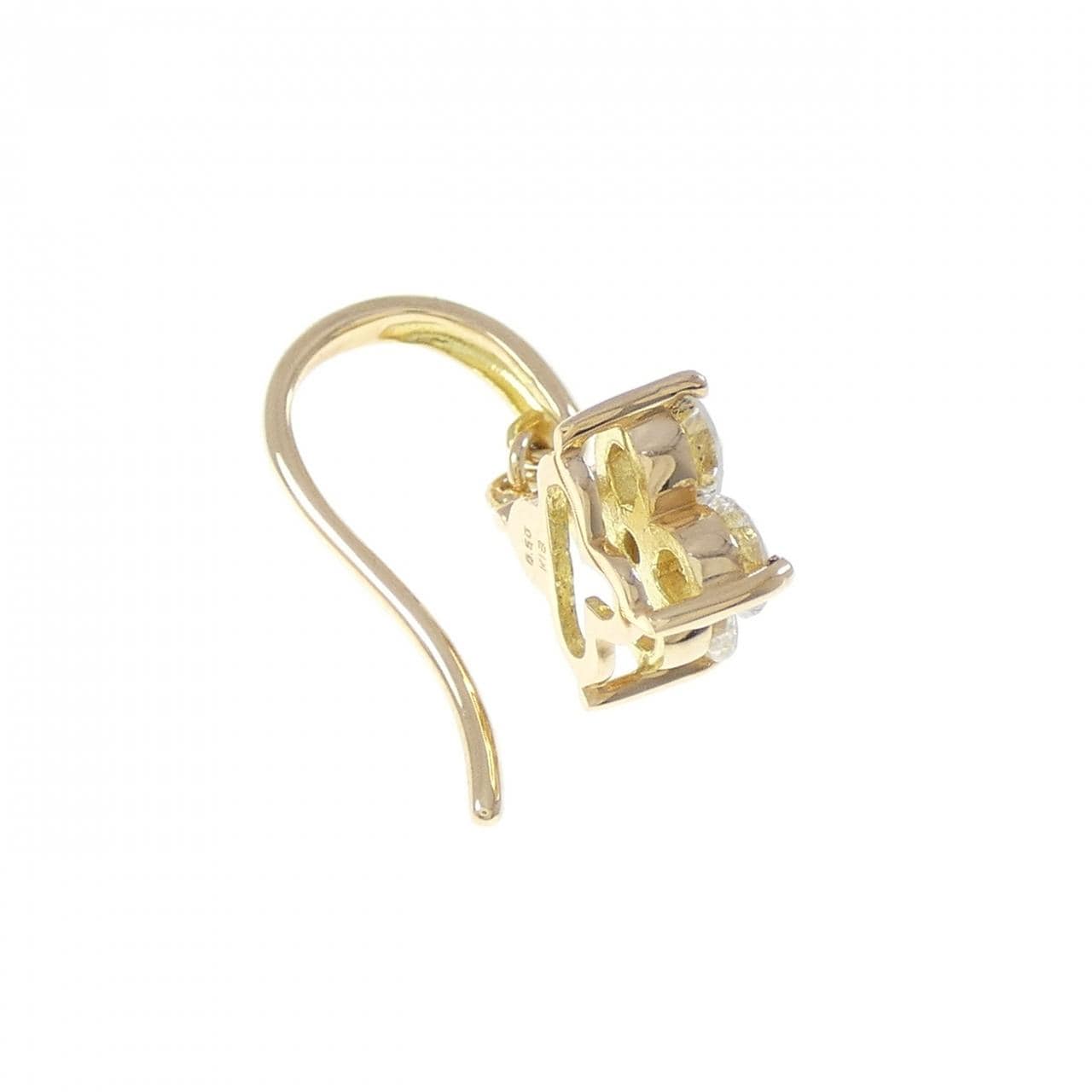 K18YG フラワー ダイヤモンド ピアス 0.50CT 片耳