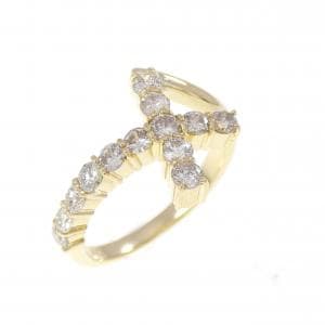 K18YG クロス ダイヤモンド リング 0.50CT