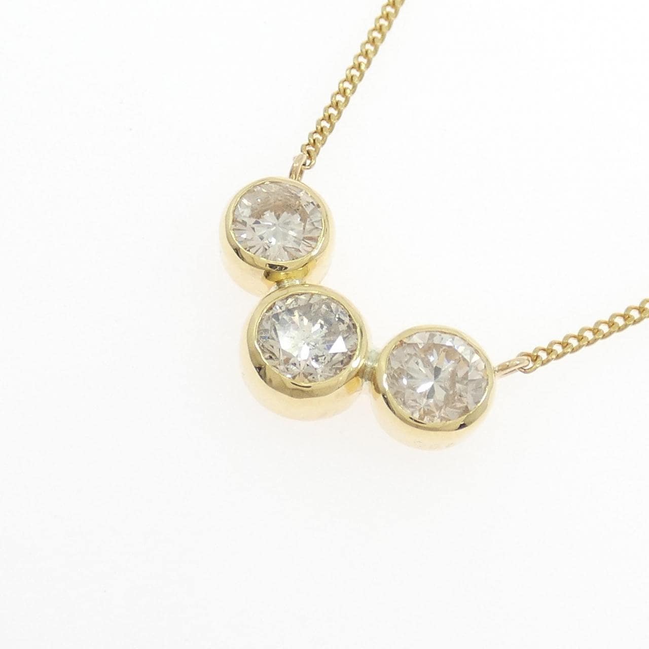 K18YG スリーストーン ダイヤモンド ネックレス 1.87CT