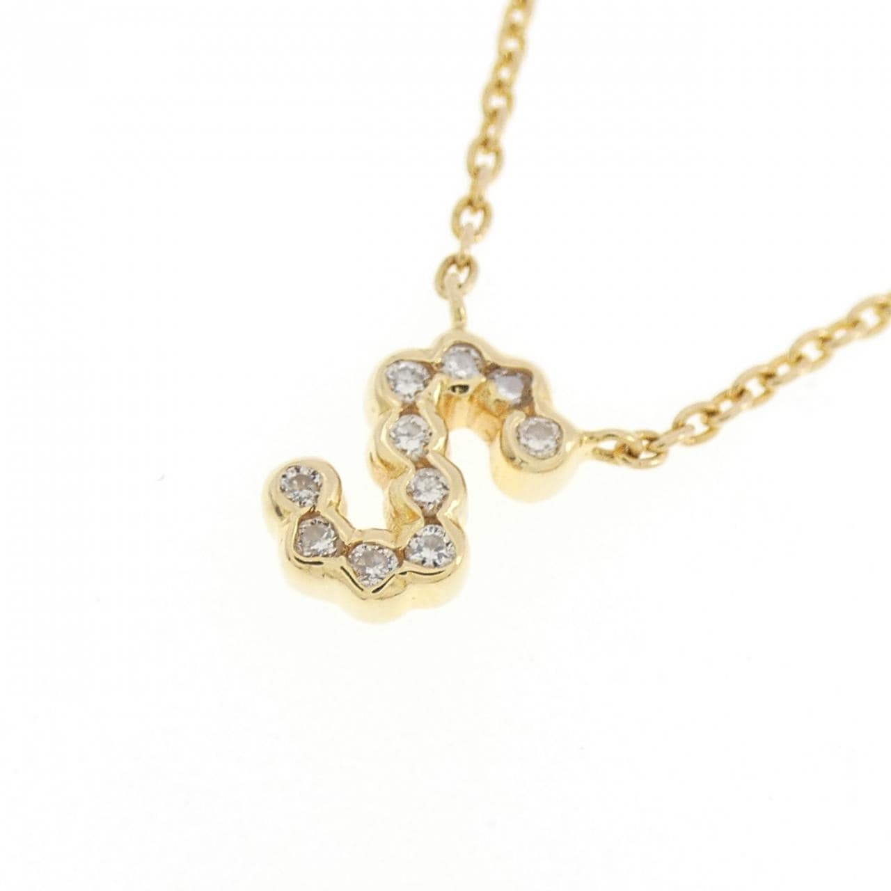 K18YG イニシャルS ダイヤモンド ネックレス