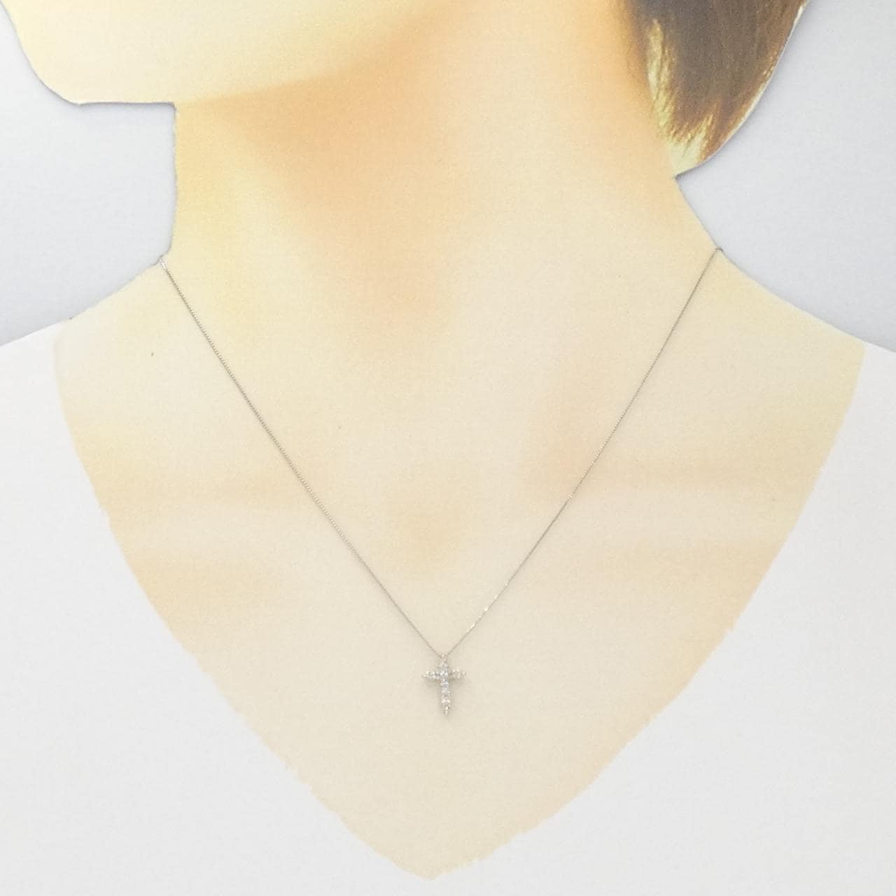 PT900/PT850 クロス ダイヤモンド ネックレス 0.20CT