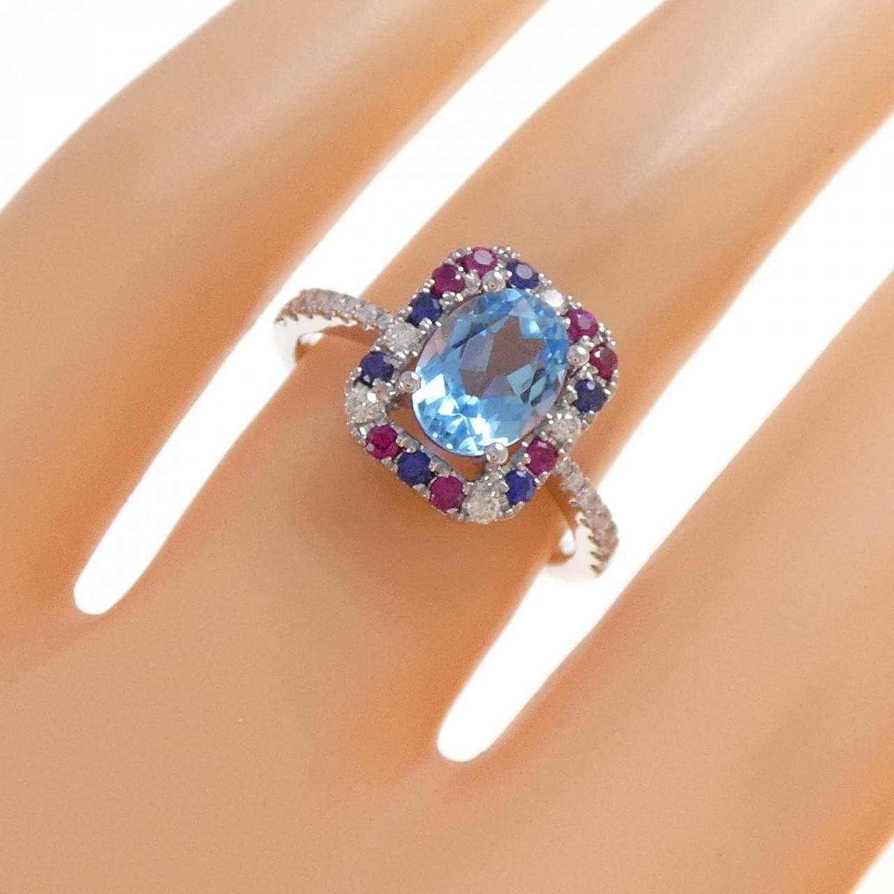 750WG 蓝色托帕石戒指