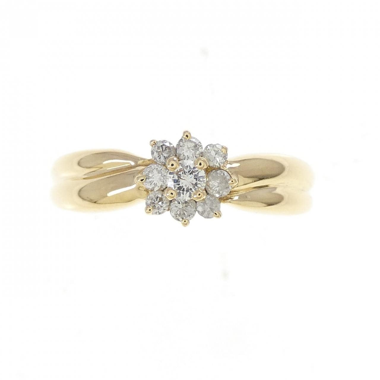 K18YG flower Diamond ring 0.22CT