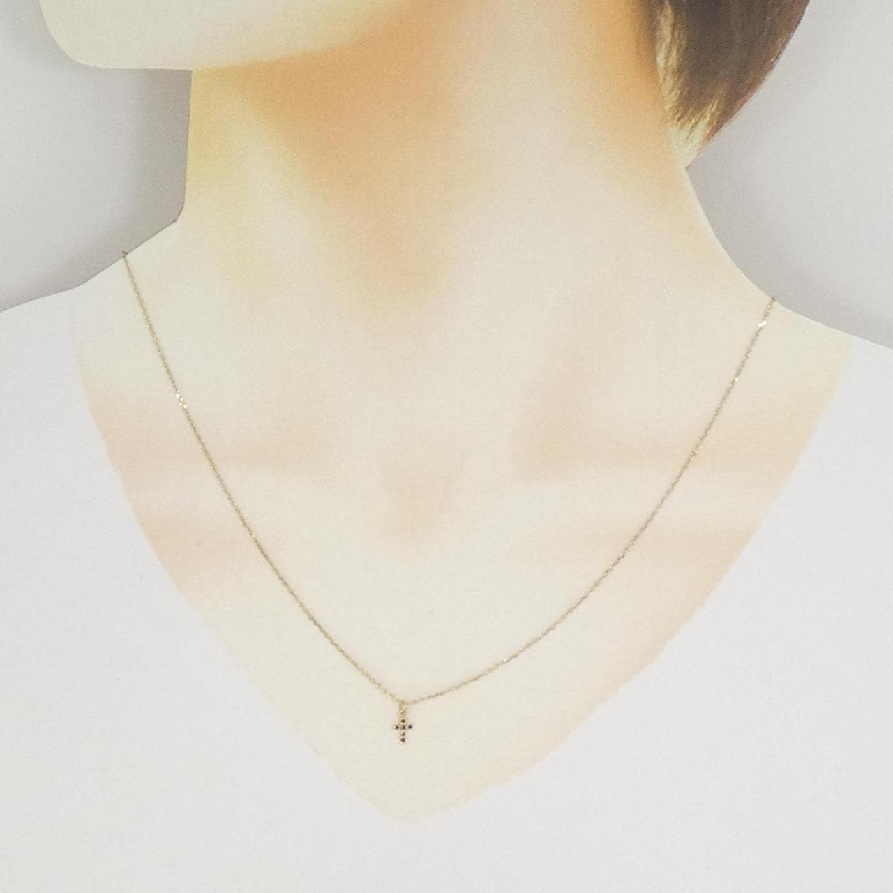 アガット クロス ダイヤモンド ネックレス 0.03CT