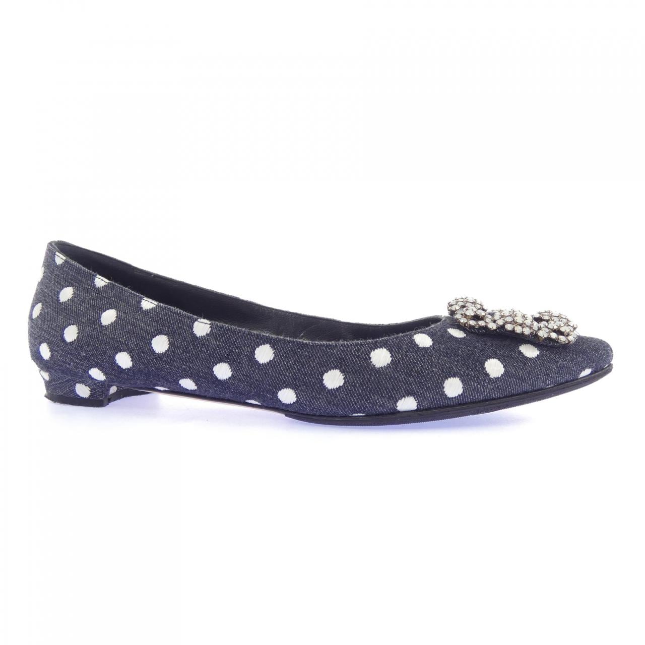 マノロブラニク MANOLO BLAHNIK HANGISIFLAT 10 BLUE JEANS パンプス