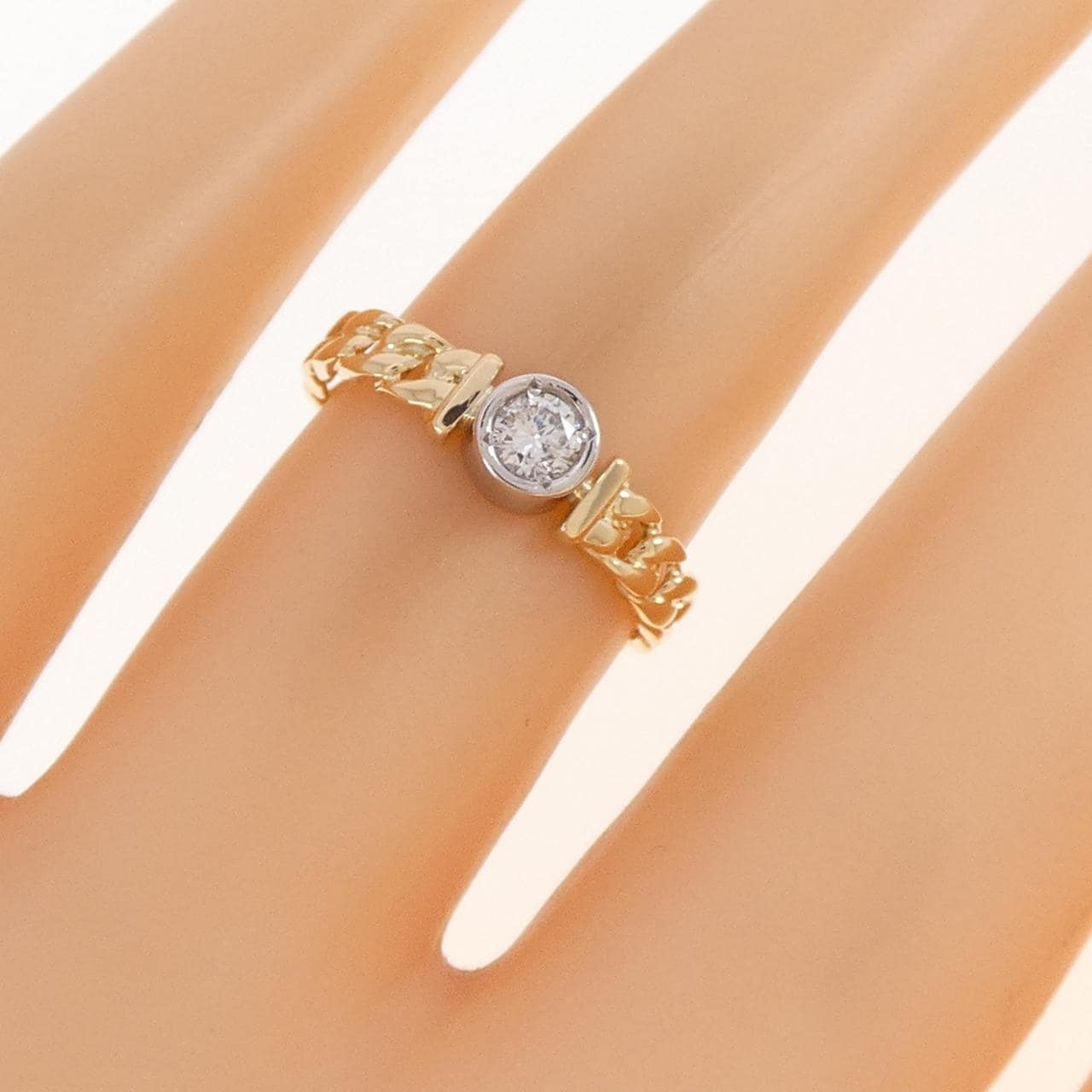K18YG/PT900 ダイヤモンド リング 0.11CT