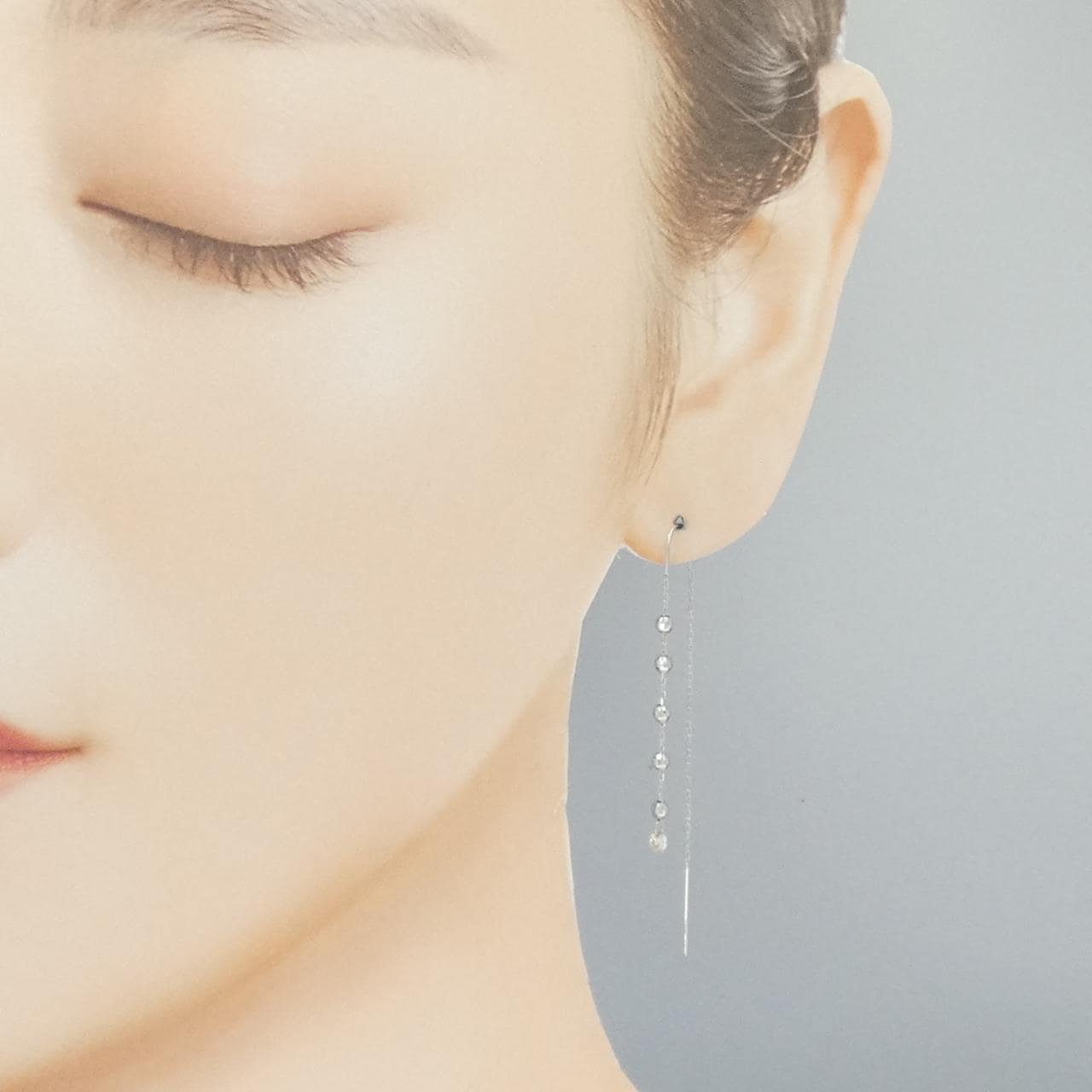 K18WG ダイヤモンド ピアス 0.16CT