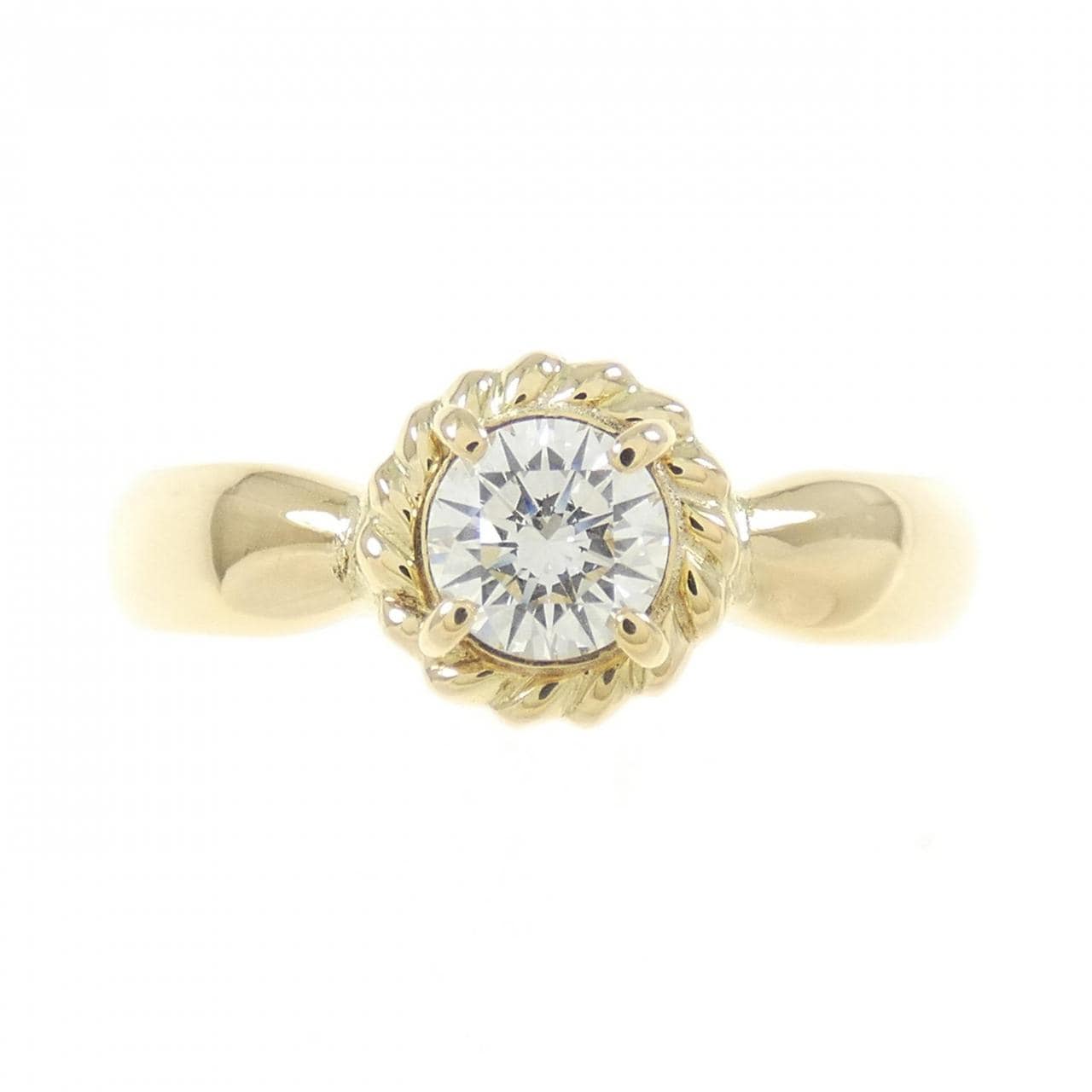 K18YG ソリティア ダイヤモンド リング 0.411CT