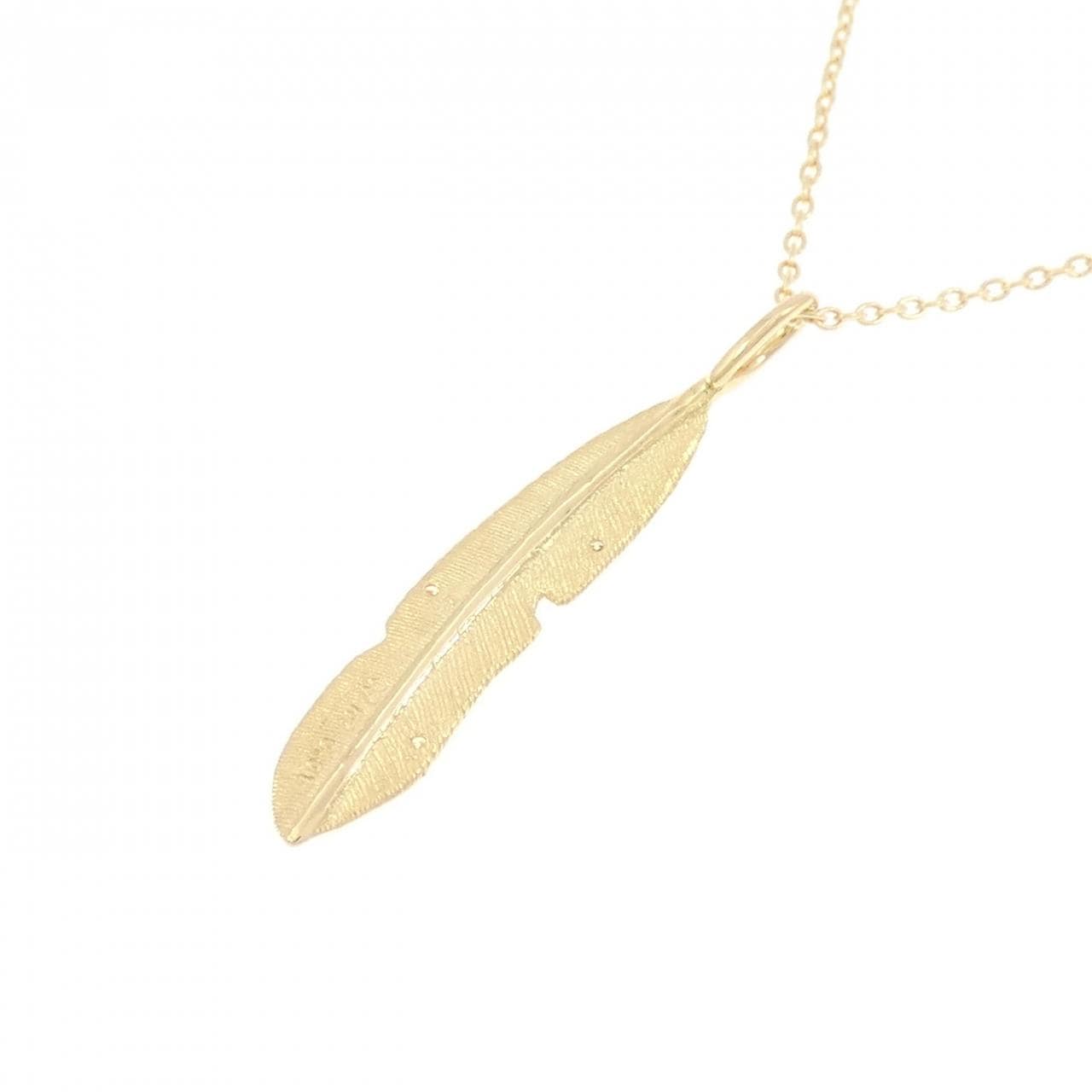K18YG フェザー ダイヤモンド ネックレス 0.01CT