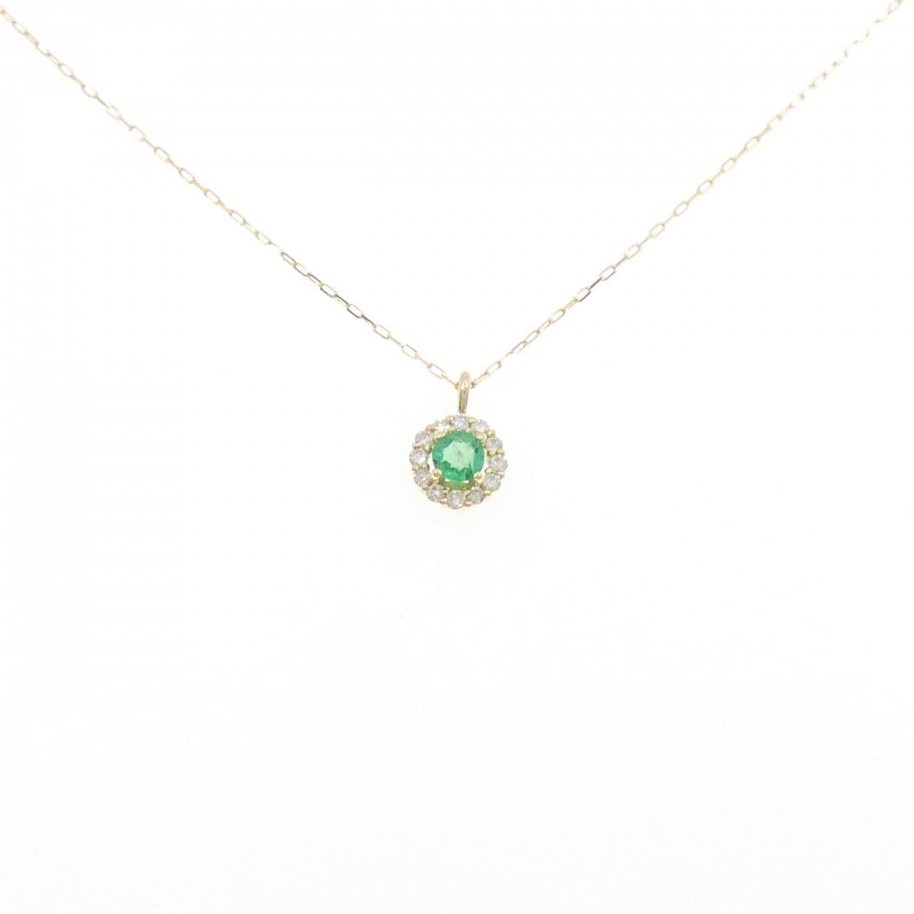 【新品】18K黃金祖母綠項鍊 0.08克拉