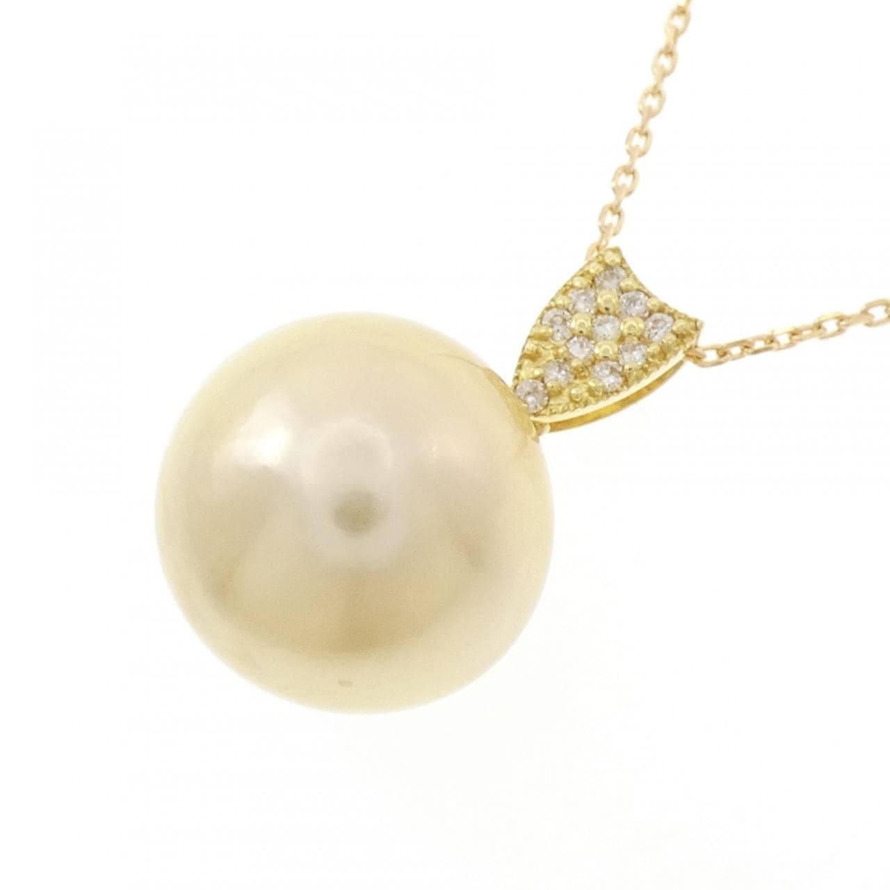 K18YG 白蝶パール ネックレス 14.5mm