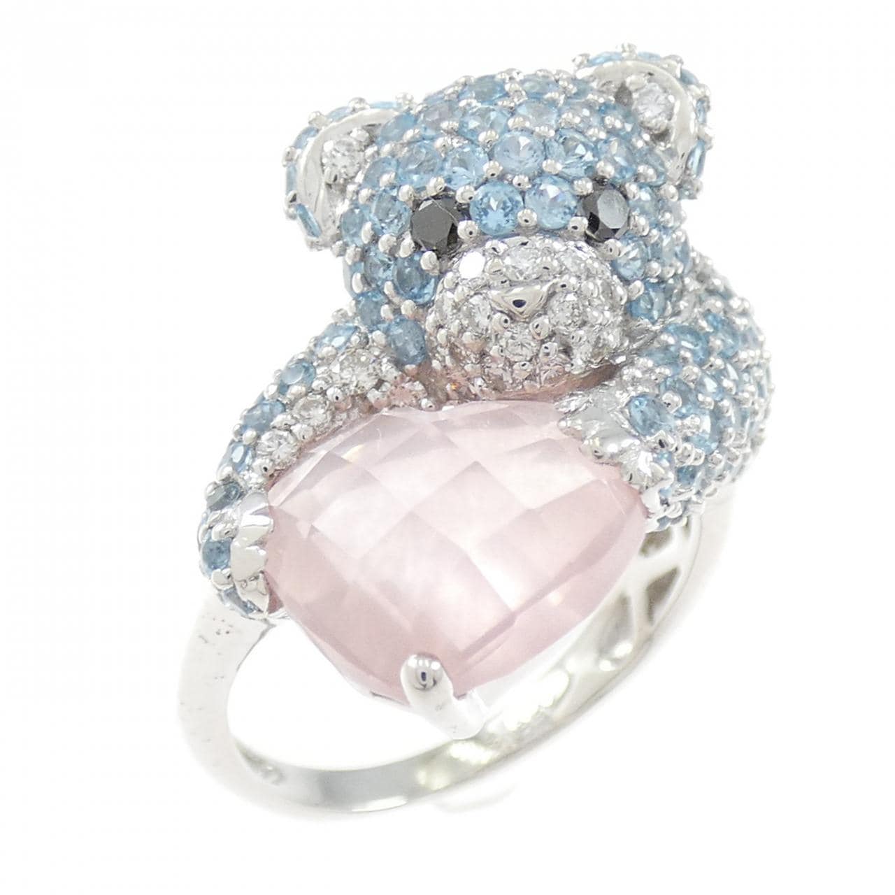 K18WG ベア カラーストーン リング