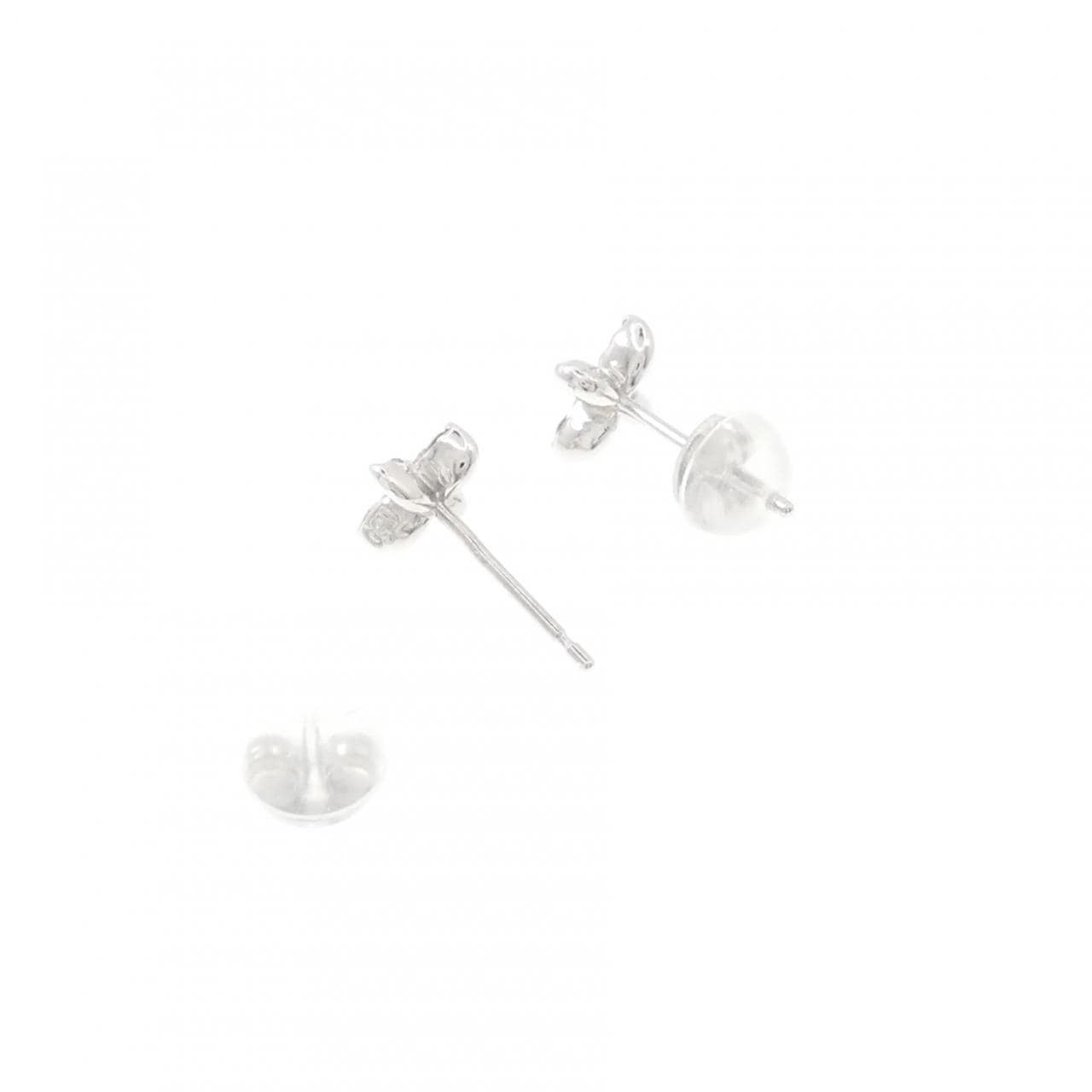 K10WG フラワー ダイヤモンド ピアス 0.10CT