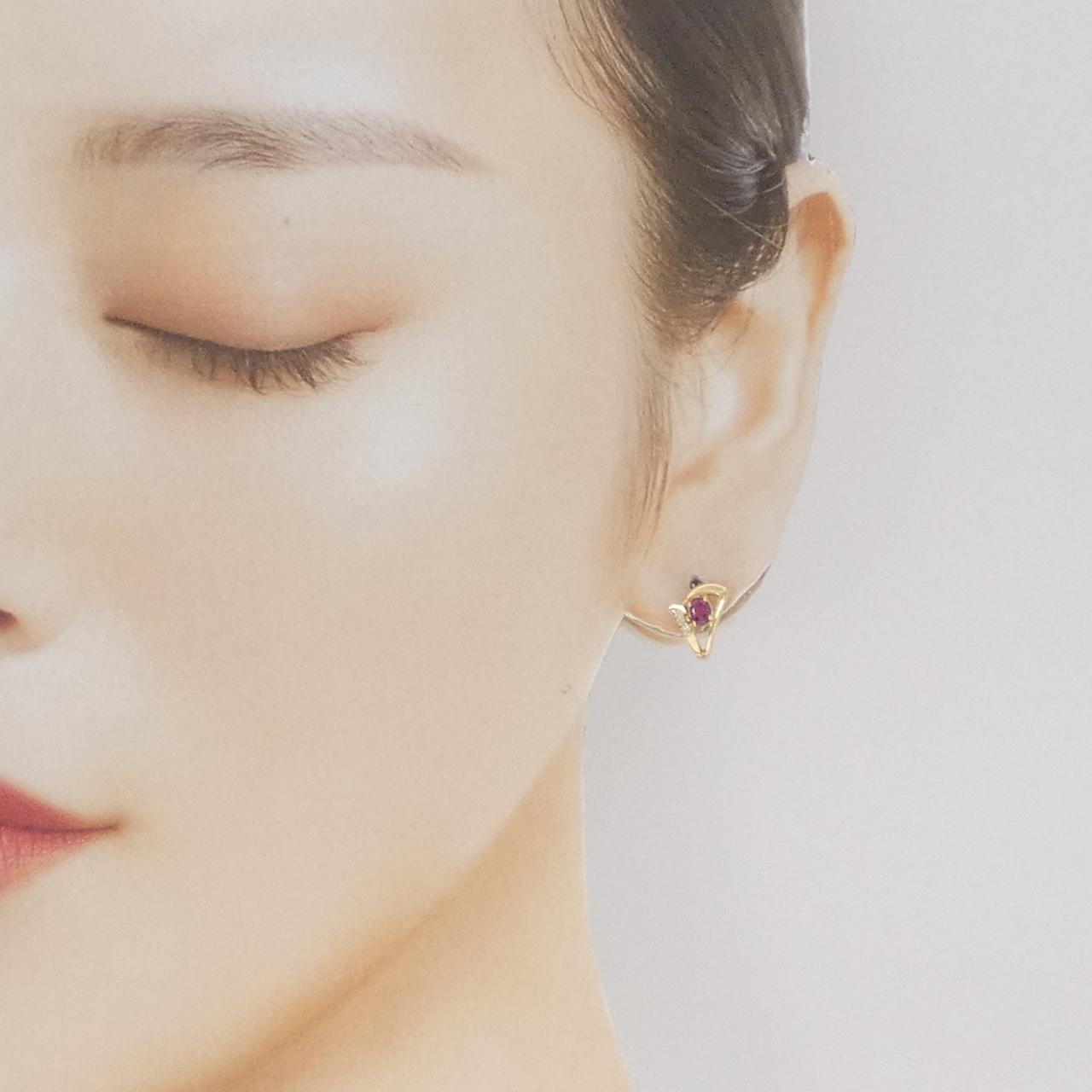 K18YG ルビー ピアス 0.42CT