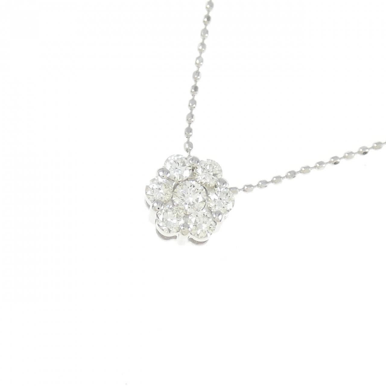 K18WG flower Diamond necklace 0.35CT