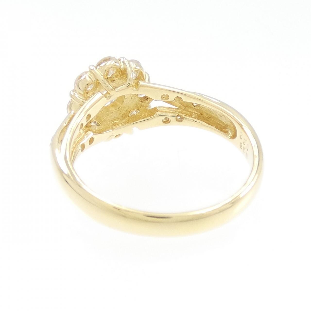 K18YG フラワー ダイヤモンド リング 0.38CT