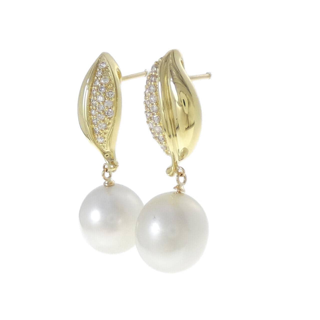 K18YG 白蝶パール ピアス 11.3mm