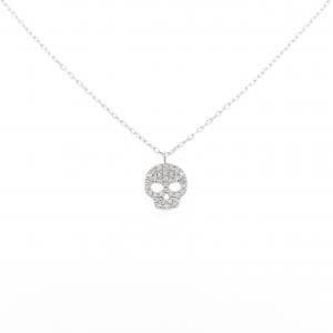 K18WG スカル ダイヤモンド ネックレス 0.17CT