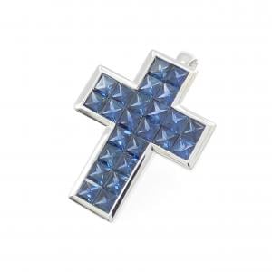K18WG クロス サファイヤ ペンダント 4.80CT