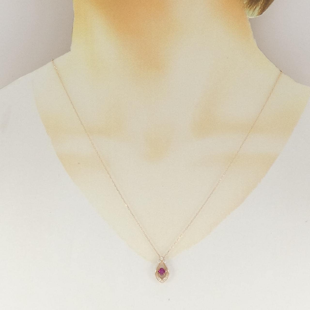 K18PG ルビー ネックレス 0.25CT