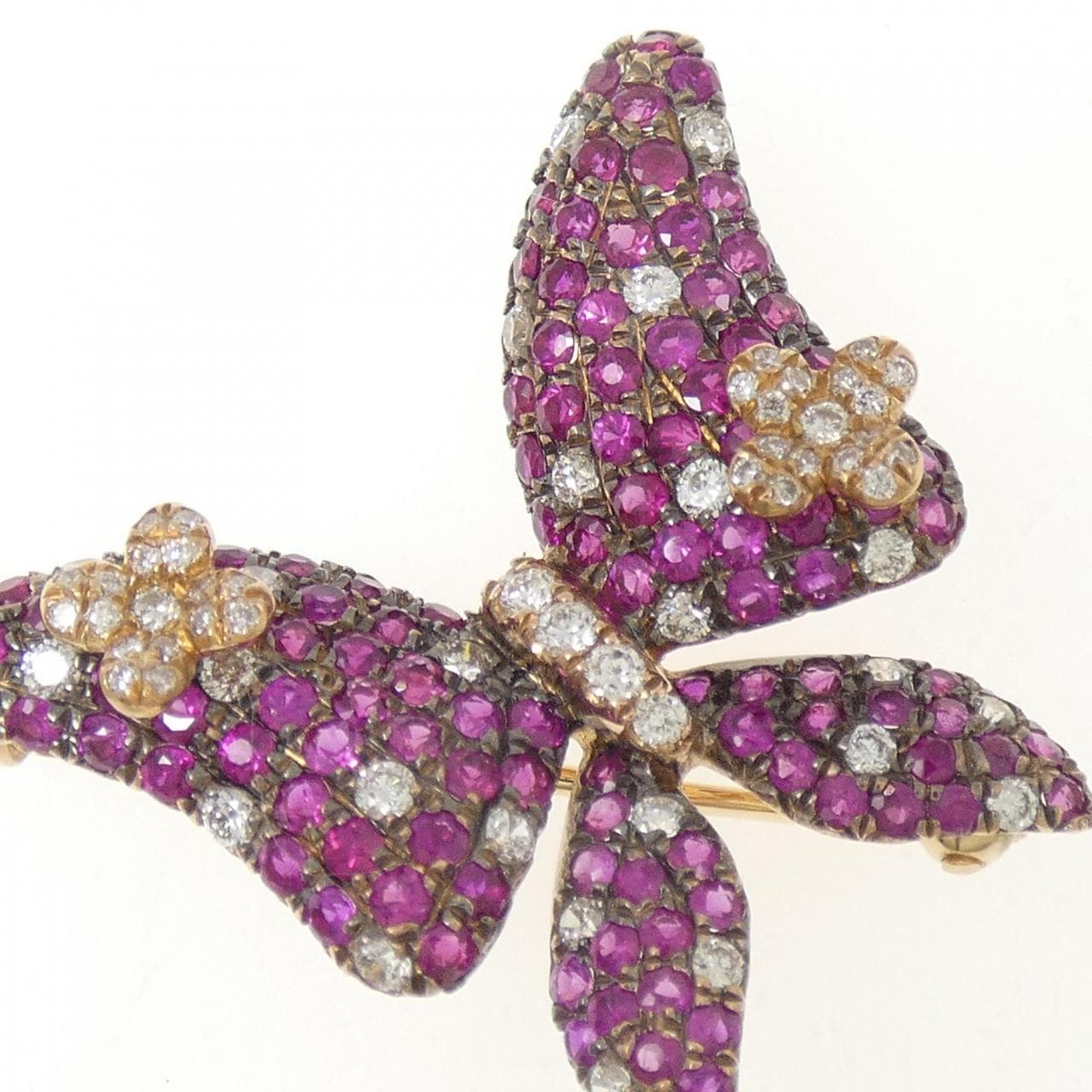 K18PG/K18BG バタフライ ルビー ネックレス 1.71CT