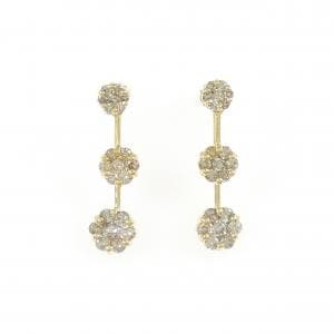 K18YG フラワー ダイヤモンド ピアス 0.90CT