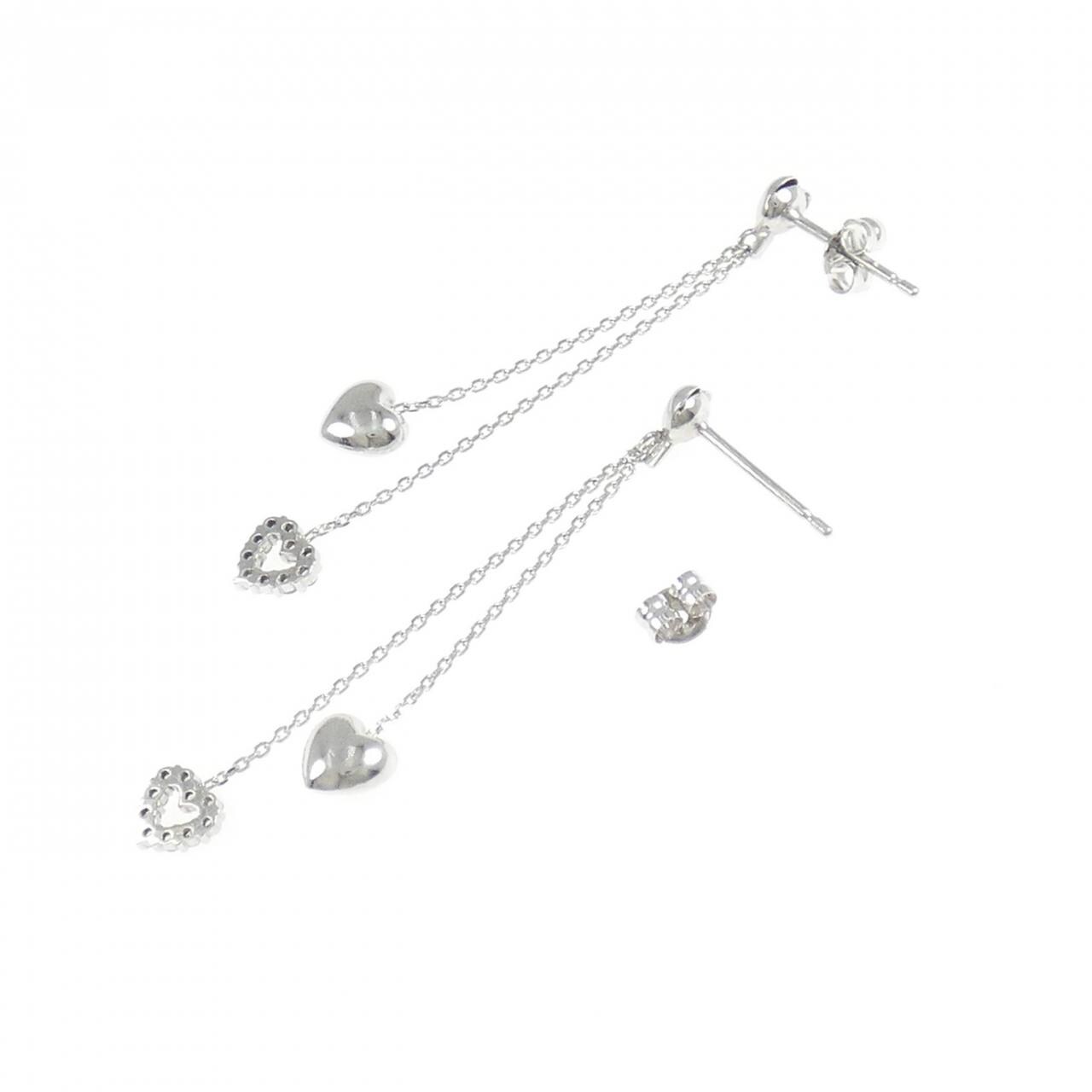 K18WG ハート ダイヤモンド ピアス