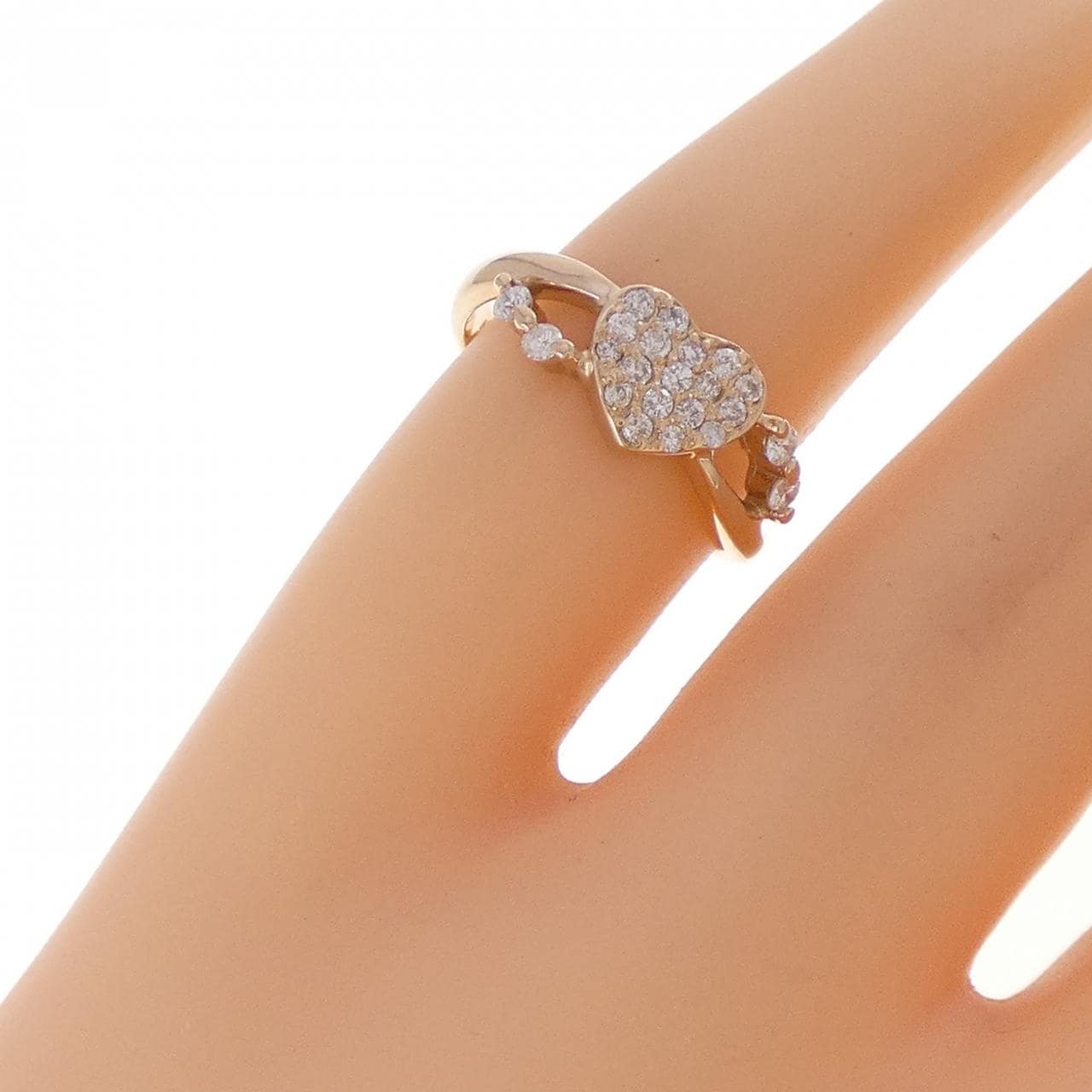 K18PG ハート ダイヤモンド ピンキーリング 0.17CT