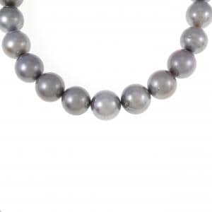 Silver clasp black pearl necklace 10.5-13mm