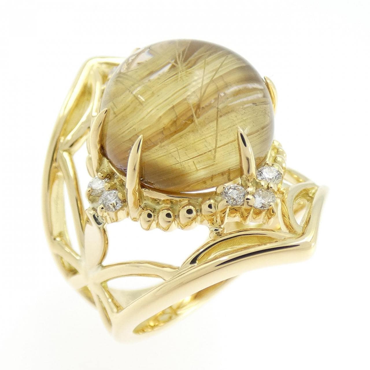 K18YG ルチルクオーツ リング 10.17CT