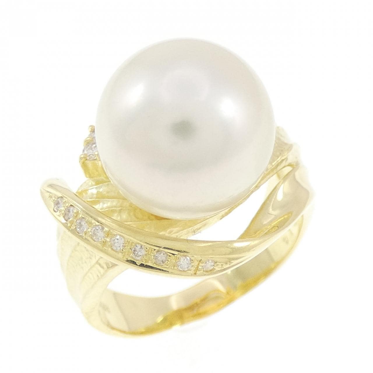 K18YG 白蝶パール リング 12.5mm