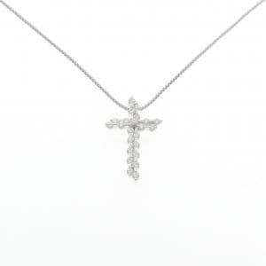 K18WG クロス ダイヤモンド ネックレス 1.12CT