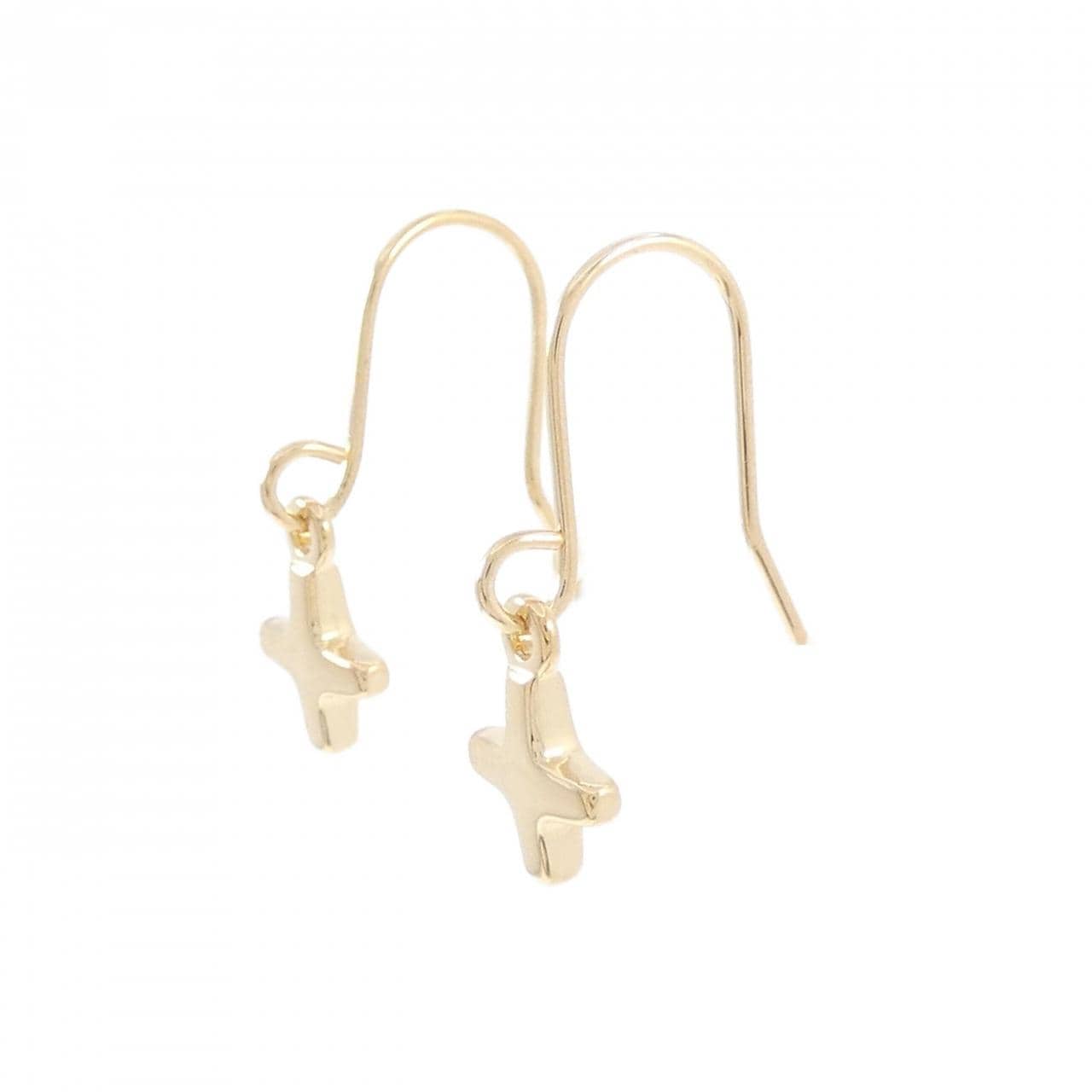 K18YG cross earrings