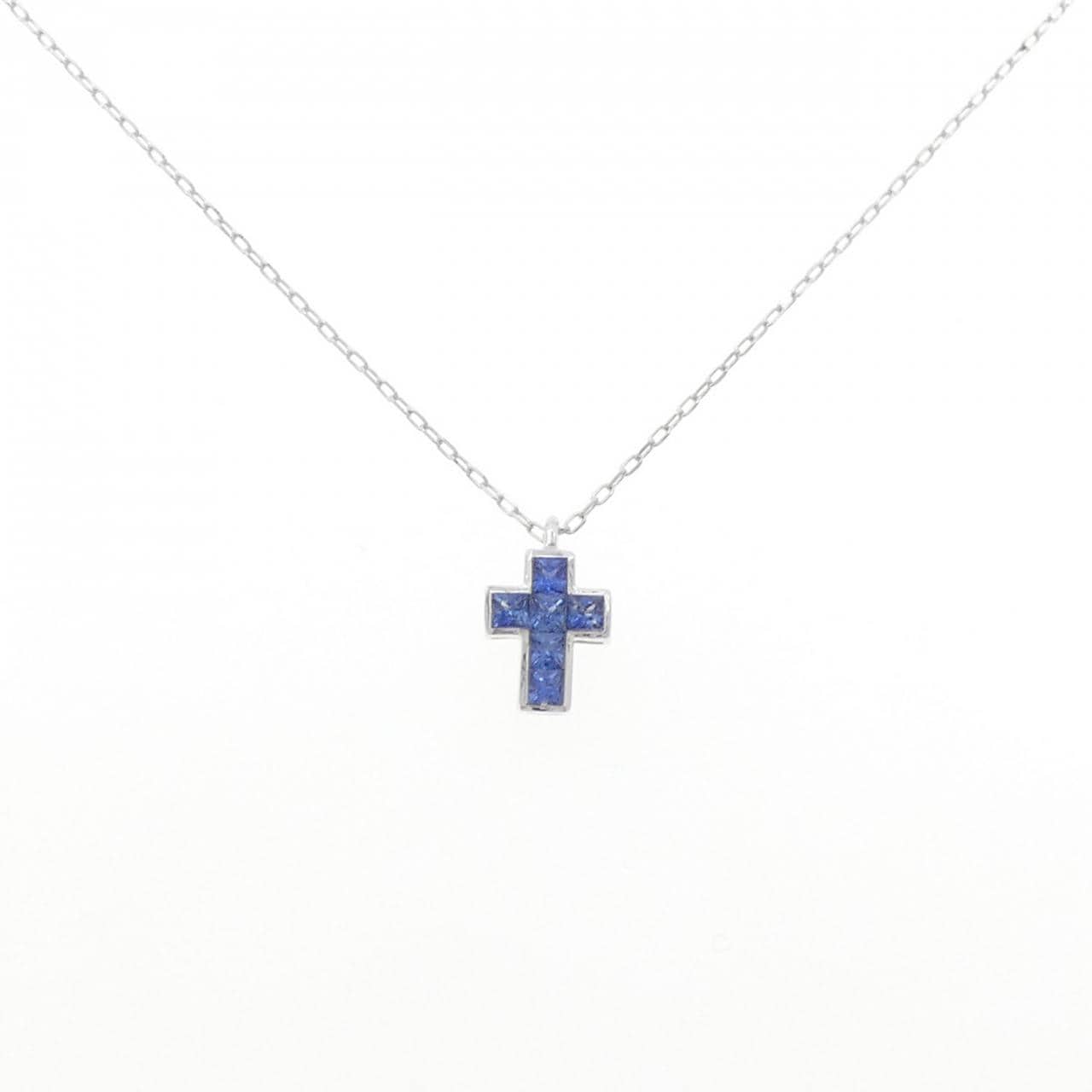 K18WG クロス サファイヤ ネックレス