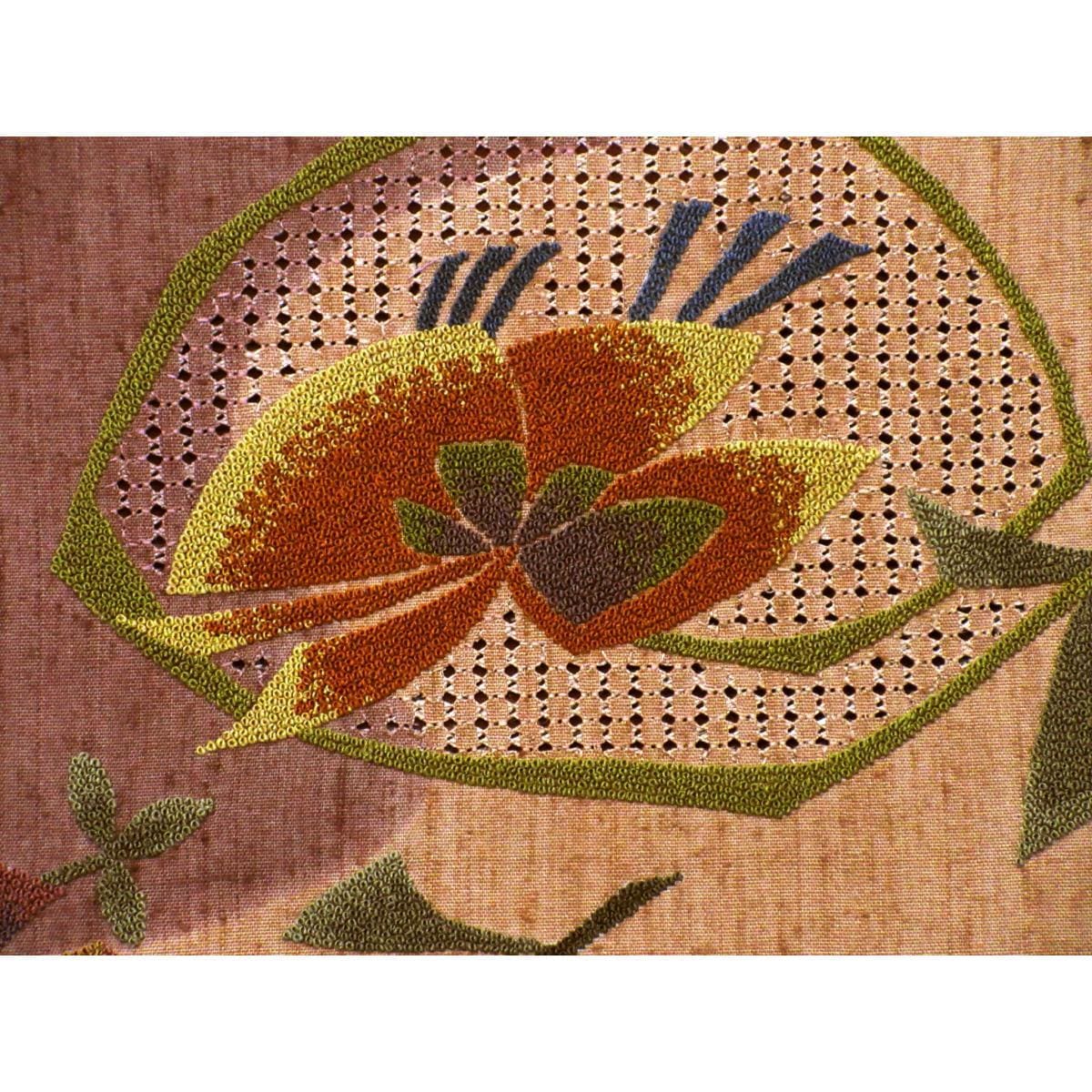 名古屋帯　染紬　刺繍加工