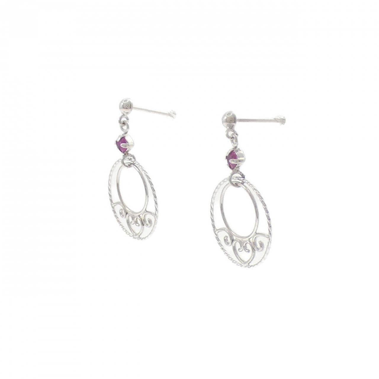 K10WG ハート ルビー ピアス