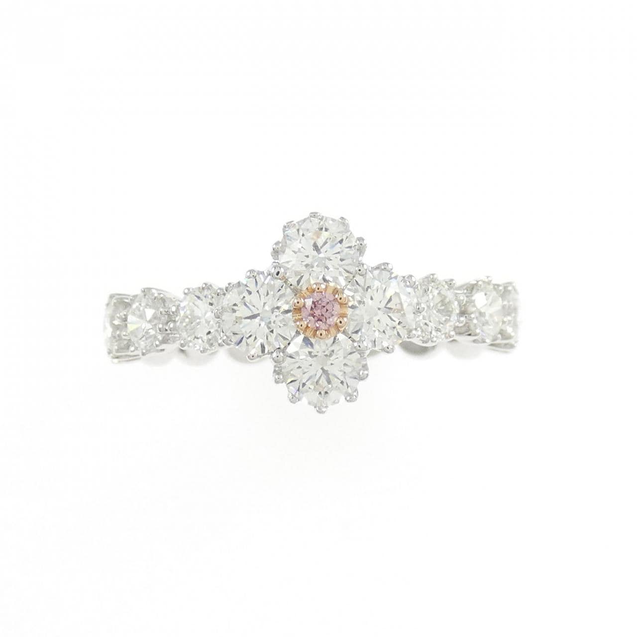 K18WG/K18PG フラワー ピンクダイヤモンド リング 0.022CT