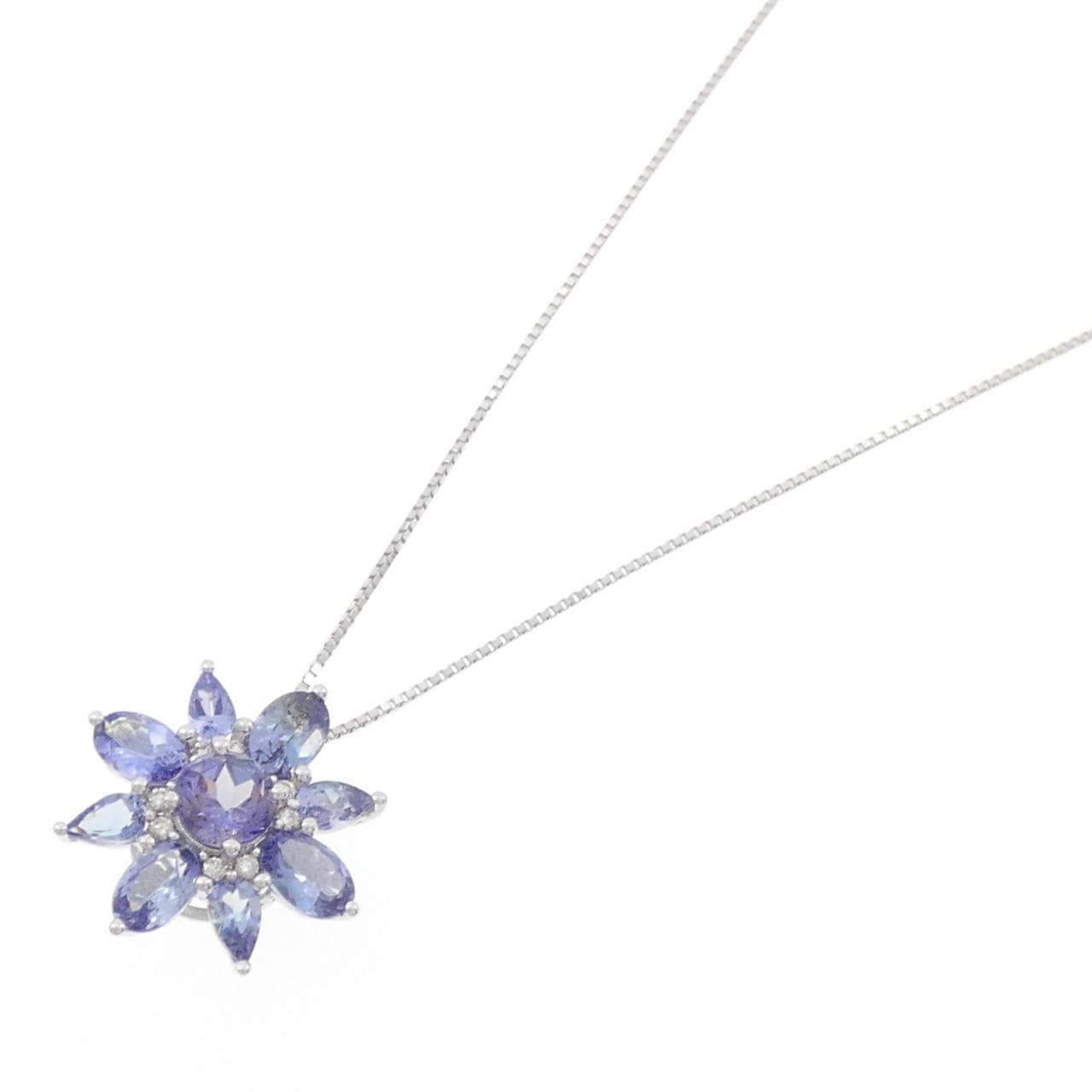 K18WG フラワー タンザナイト ネックレス 3.20CT