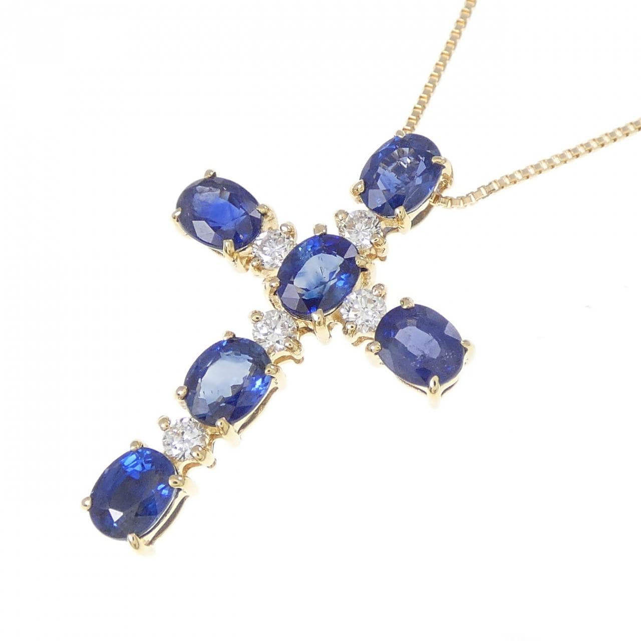K18YG クロス サファイヤ ネックレス 1.67CT