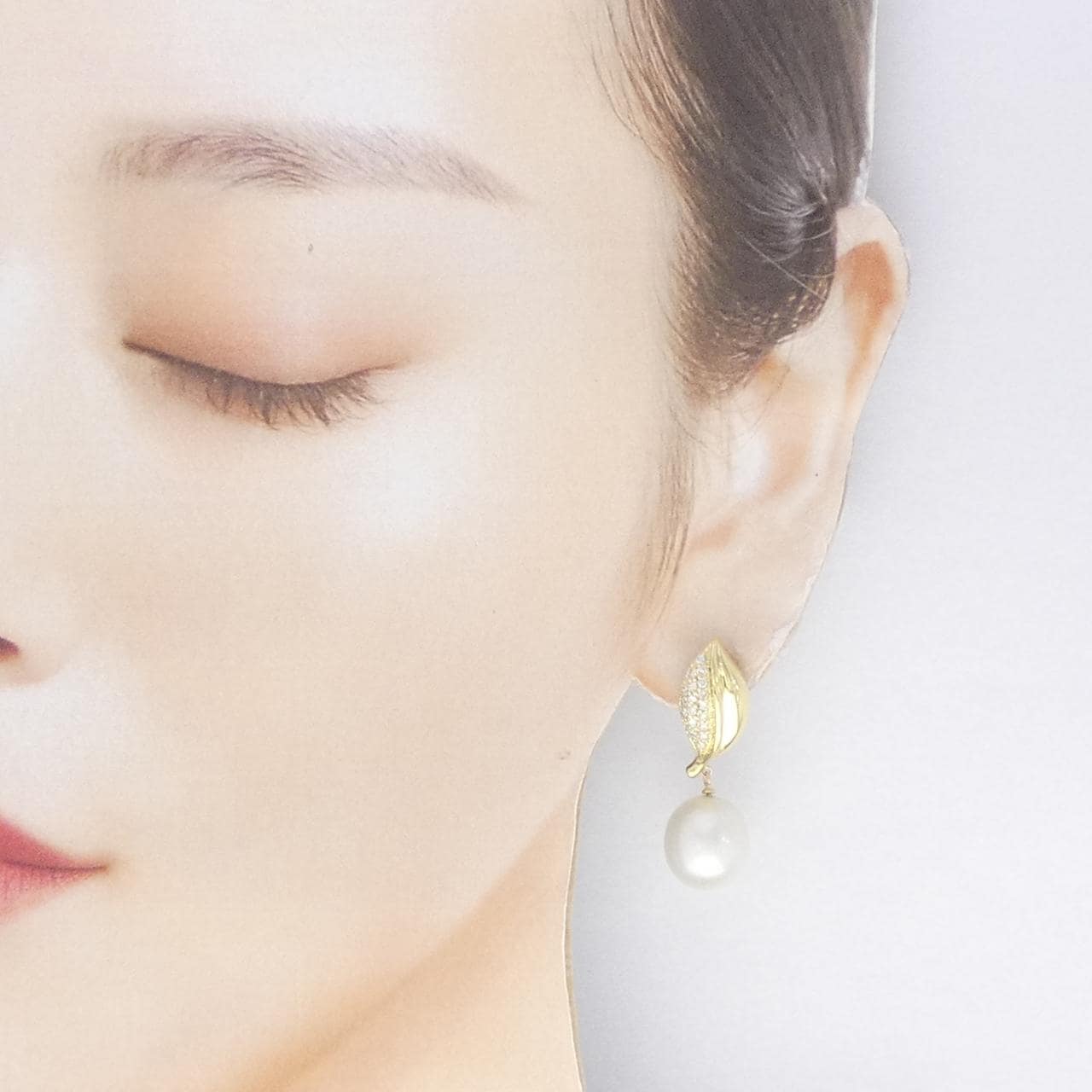 K18YG 白蝶パール ピアス 11.3mm