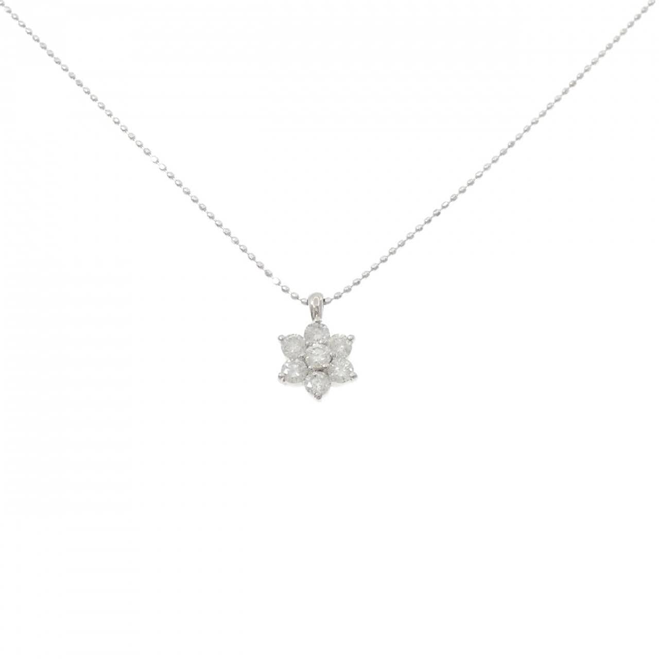 PT900/K18WG フラワー ダイヤモンド ネックレス 0.50CT