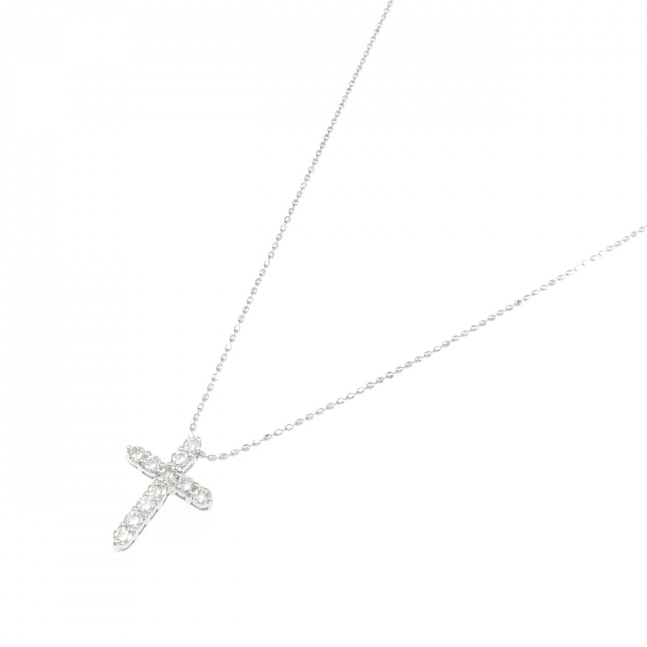 K10WG クロス ダイヤモンド ネックレス 0.30CT