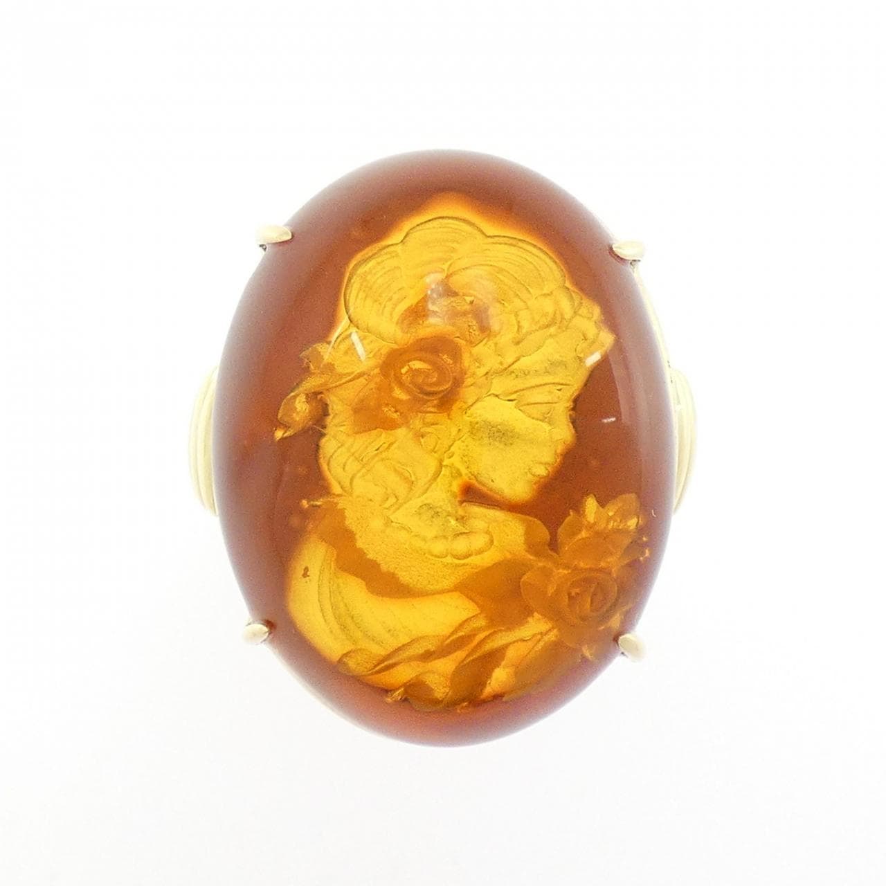 K18YG 琥珀 リング