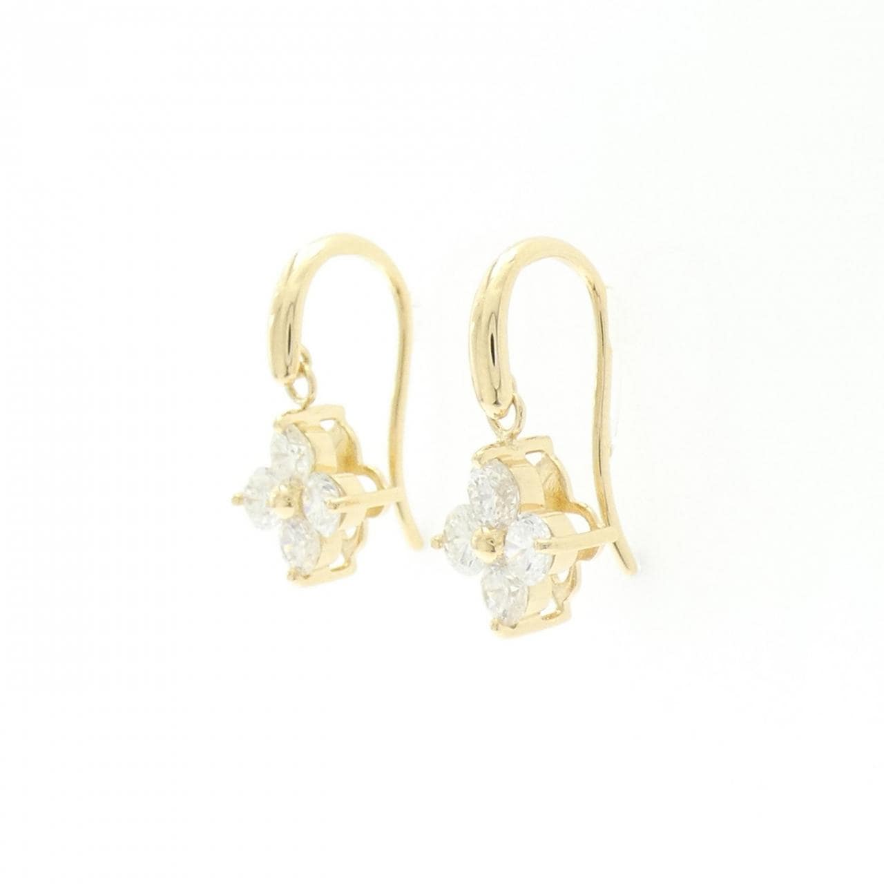 【リメイク】K18YG フラワー ダイヤモンド ピアス 1.00CT
