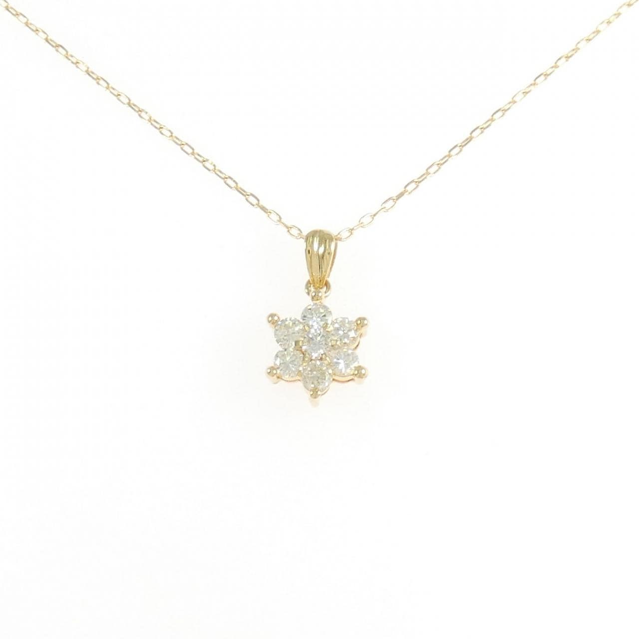 K18YG フラワー ダイヤモンド ネックレス 0.50CT