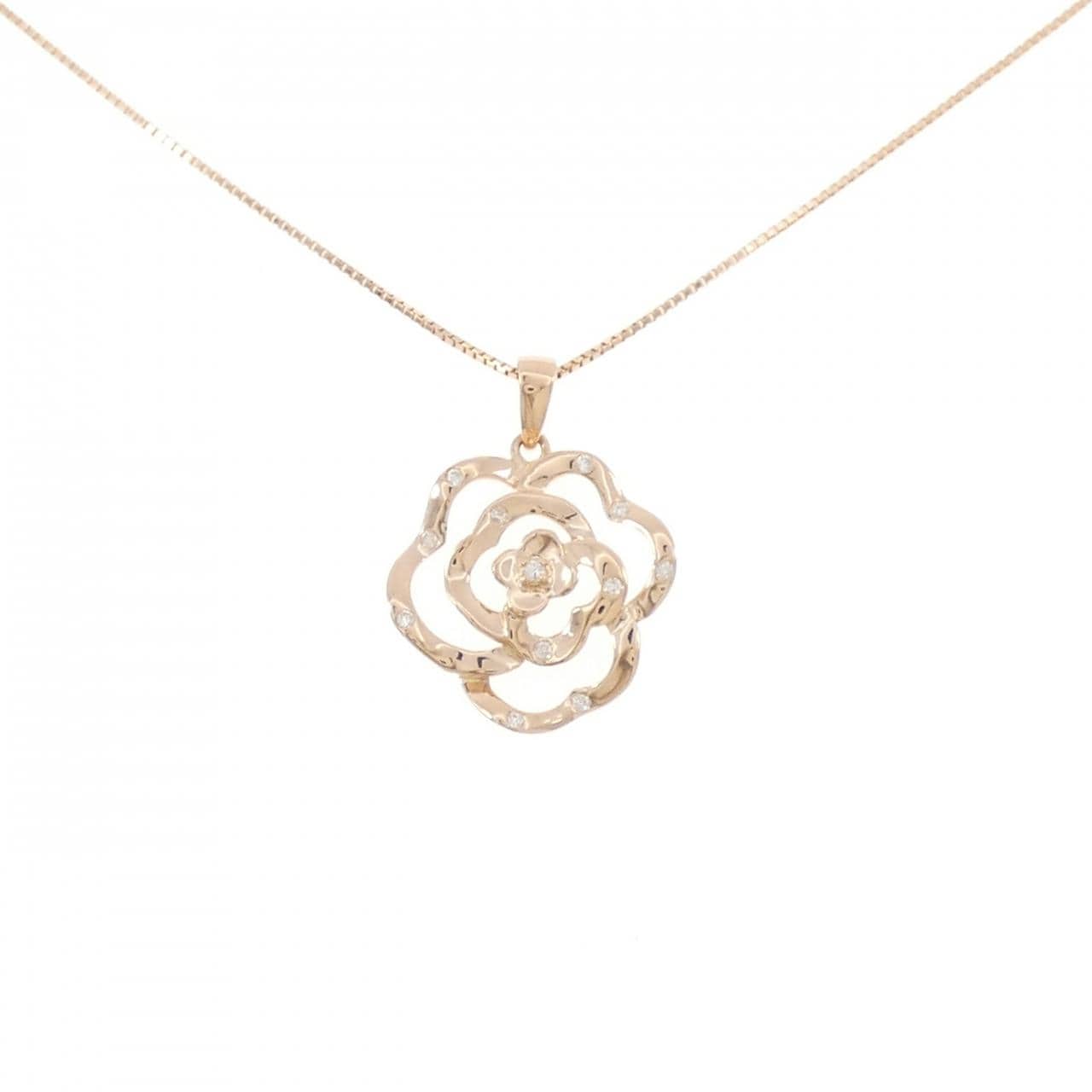 K18PG ローズ ダイヤモンド ネックレス 0.07CT